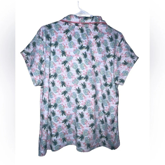 Cynthia Rowley Pineapple Pink Hearts Pajama Set Size 1X Short Sleeve Button Up - Picture 3 of 8